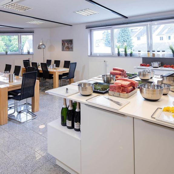 Hier ist schon alles vorbereitet für einen Teamworkshop im Kochatelier Bonn.
