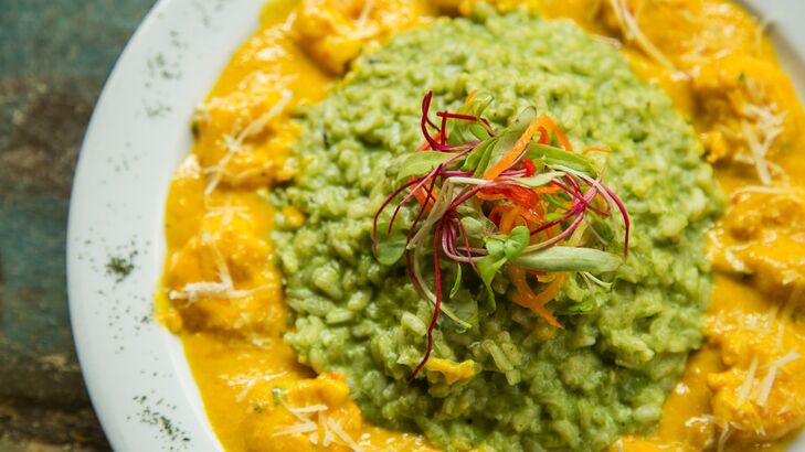 auf Spinat-Risotto